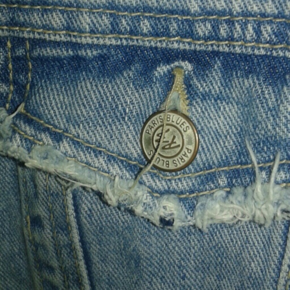 Paris Blues vintage 90s Denim cropped Jean Jacket - Blue Distressed - Picture 4 of 8